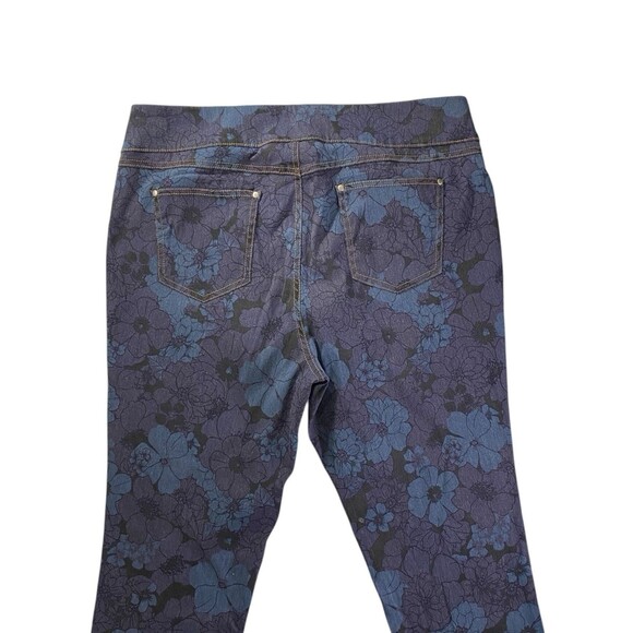 Van Heusen Womens Floral Print Stretch Pants Size 16 Short Blue Black - Picture 4 of 11